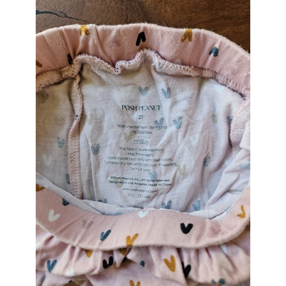 Posh Peanut Girls 2T Pink Heart Print Dress Set with Ruffle‎ Collar Top - Picture 5 of 5